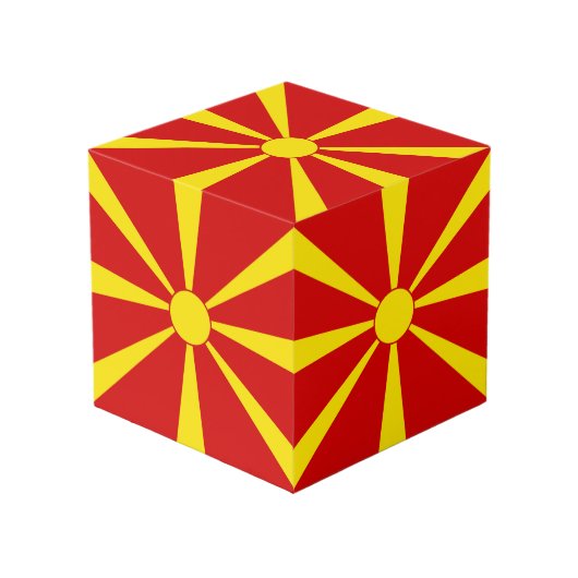 北マケドニア国旗 フォトキューブ (正面アングル)