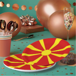 北マケドニア国旗 ペーパープレート