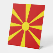 北マケドニア国旗 台座サイン (正面)