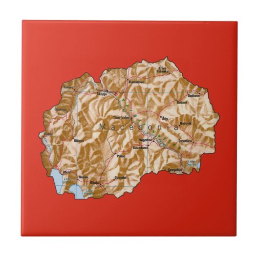北マケドニア地図タイル タイル (正面)