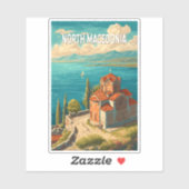 北マケドニア イラスト 旅行 アート ヴィンテージ シール (シート)