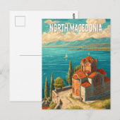 北マケドニア イラスト 旅行 アート ヴィンテージ ポストカード (正面/裏面)