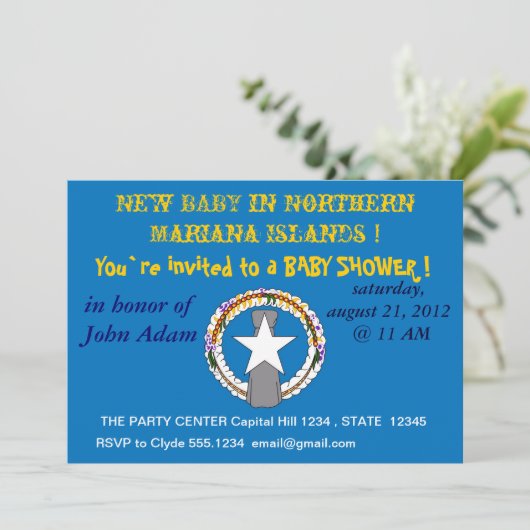 北マリアナ国旗の赤ちゃんシャワー招待状 招待状 (スタンド正面)