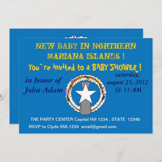北マリアナ国旗の赤ちゃんシャワー招待状 招待状 (正面/裏面)