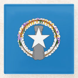 北マリアナ国旗を持つガラスコアスター ガラスコースター