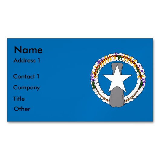 北マリアナ国旗を掲げた名刺マグネット マグネット名刺 (正面)