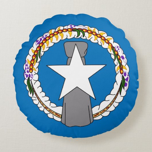 北マリアナ州旗を持つラウンド装飾用クッション ラウンドクッション (正面)