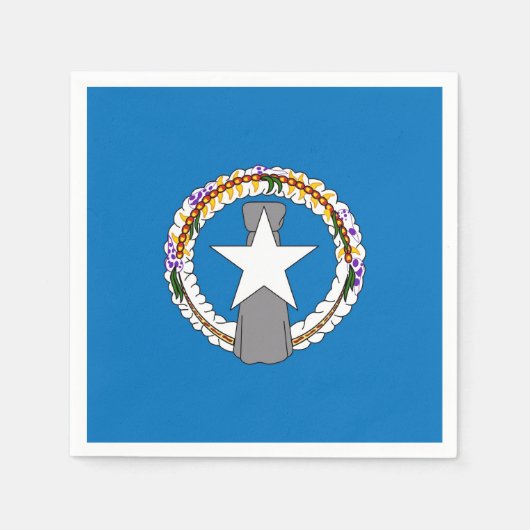 北マリアナ州旗を持つ愛国的紙ナプキン スタンダードカクテルナプキン (正面)