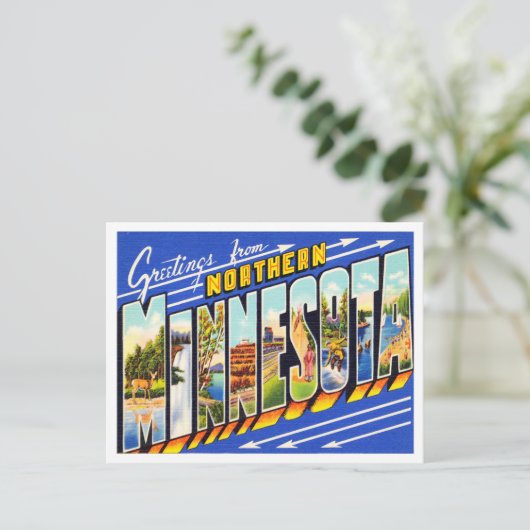 北ミネソタのヴィンテージ旅行からの挨拶 ポストカード (スタンド正面)