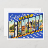 北ミネソタのヴィンテージ旅行からの挨拶 ポストカード (正面/裏面)