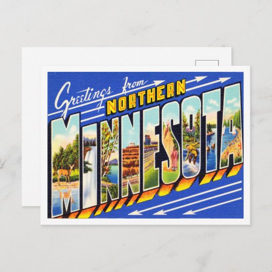 北ミネソタのヴィンテージ旅行からの挨拶 ポストカード (正面/裏面)
