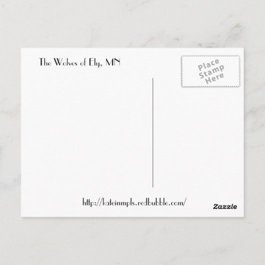 北ミネソタの睡眠のオオカミ ポストカード (裏面)
