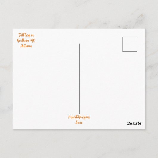 北ミネソタの高い木/秋のはがき ポストカード (裏面)