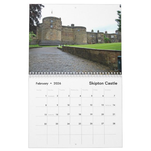北ヨークシャーの城 – 2020 カレンダー (2月 2026)
