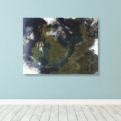 北ヨーロッパの衛星観測 キャンバスプリント (インサイチュ (ウッドフロア))