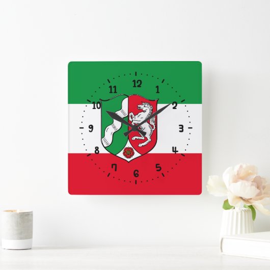 北ラインのウェストファリアスクエアウォールクロック国旗 スクエア壁時計 (ホーム)