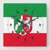 北ラインのウェストファリアスクエアウォールクロック国旗 スクエア壁時計 (正面)
