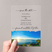 北レイクタホ目的地の結婚式の日付を保存 アクリル招待状 (インサイチュ (ポータブル))