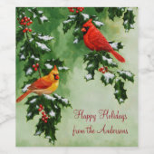 北レッドの雄深紅色と雌 ワインラベル (シングルラベル)