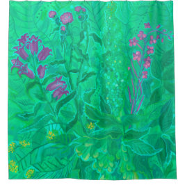 北ワイルドフラワーサマーフラワーズフローラアート シャワーカーテン