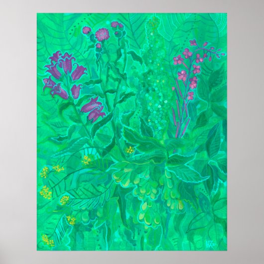 北ワイルドフラワーサマーフラワー絵画フローラ ポスター (正面)