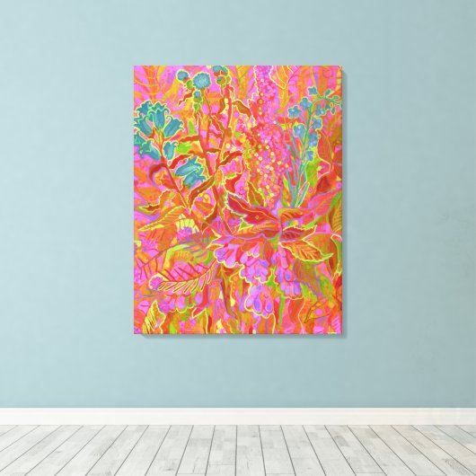 北ワイルドフラワーズブライトフラワー絵画フローラ キャンバスプリント (インサイチュ (ウッドフロア))