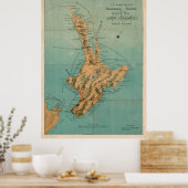 北ヴィンテージニュージーランドの地図（1880年） ポスター (キッチン)