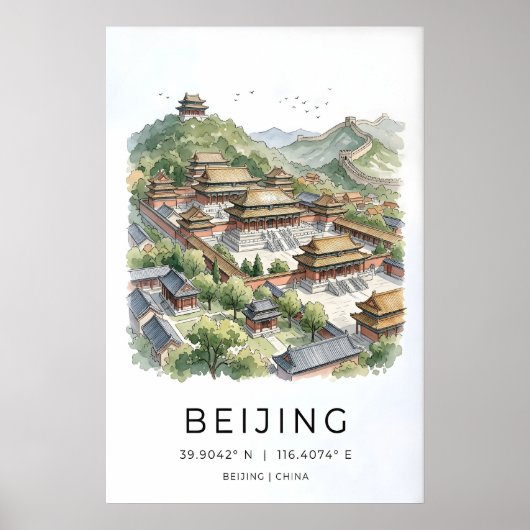 北京の壁画アートプリント、帝国の屋根 ポスター (正面)