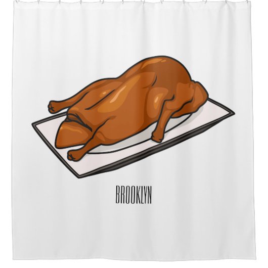 北京ダック漫画イラストレーション シャワーカーテン (正面)