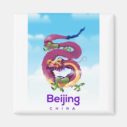 北京中国ドラゴントラベルポスター マグネット (正面)