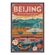 北京中国レトロ旅行ポスター ビンテージ アート