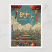 北京中国ヴィンテージアートトラベルイラストレーション ポストカード (正面)