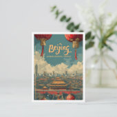 北京中国ヴィンテージアートトラベルイラストレーション ポストカード (スタンド正面)