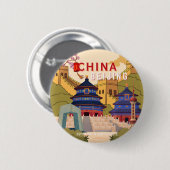 北京中国旅行ポスター | アジアの都市の壁のアート 缶バッジ (正面&裏面)
