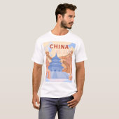 北京中国旅行ポスター | パステルブルーとピーチ Tシャツ (正面フル)