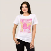 北京中国旅行ポスター | ピンクとイエローのアート トライブレンドＴシャツ (正面全面)