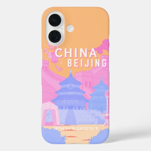 北京中国旅行ポスター | ピンク＆ブルーパステル Case-Mate iPhoneケース (裏面)