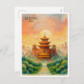 北京中国紫禁城シティウォーターカラー シーズンポストカード (正面/裏面)
