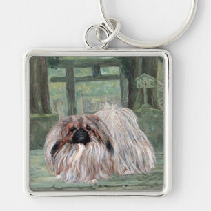 北京犬とオリエンタルゲートウェイ キーホルダー