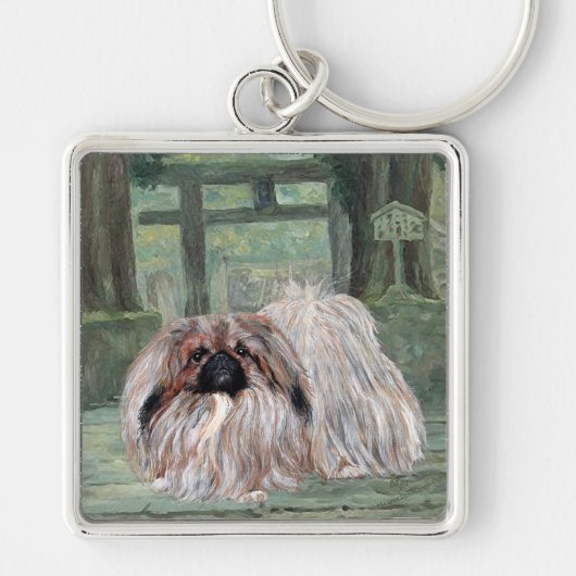 北京犬とオリエンタルゲートウェイ キーホルダー (正面)