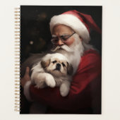 北京犬とサンタクロースのクリスマスお祝いデザイン プランナー手帳 (正面)