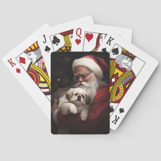 北京犬とサンタクロースのクリスマス トランプ (裏面)