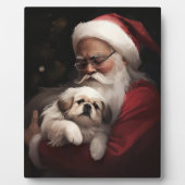 北京犬とサンタクロースのクリスマス フォトプラーク (正面)