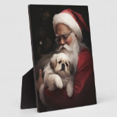 北京犬とサンタクロースのクリスマス フォトプラーク (側面)