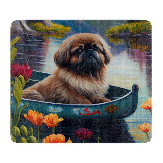 北京犬とパドル：景色を楽しむ冒険 カッティングボード (正面)