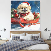 北京犬のそり "Let it Snow" クリスマス キャンバスプリント (インサイチュ (寝室))