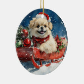 北京犬のそり「Let it Snow」クリスマス セラミックオーナメント (右)