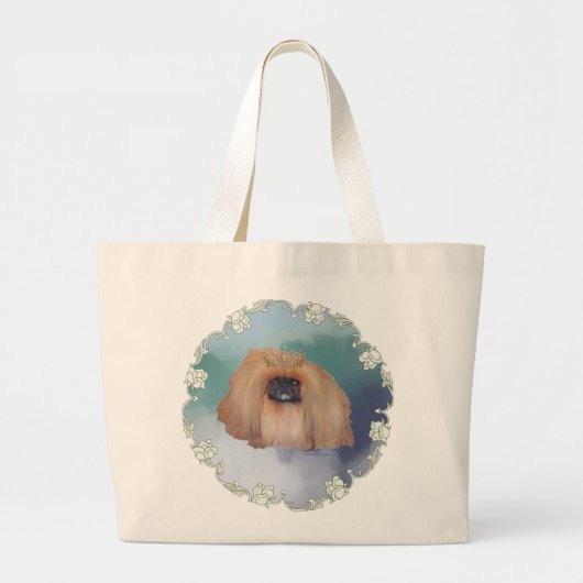 北京犬のアイスプリンセス ラージトートバッグ (正面)