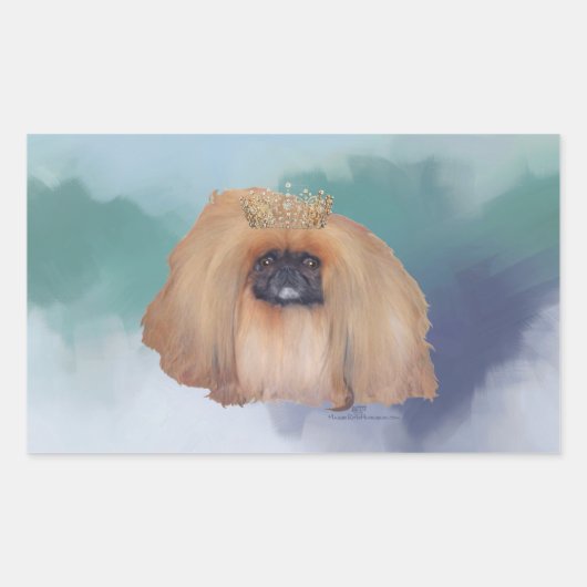 北京犬のアイスプリンセス 長方形シール (正面)