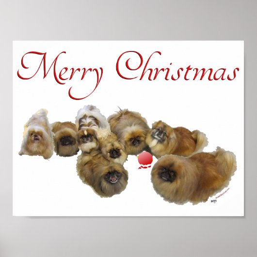 北京犬のクリスマスオーナメント ポスター (正面)